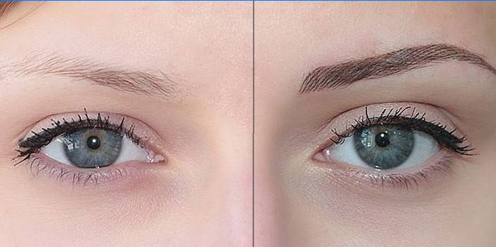 Tüdrukute silmad enne ja pärast kulmude püsimeiki